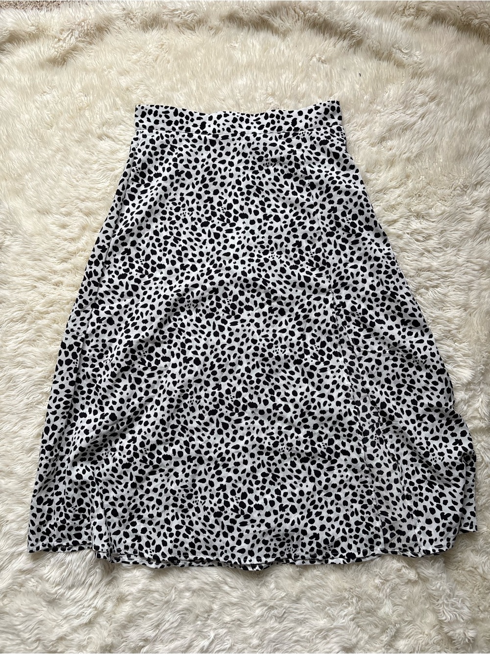 SHEIN Black and White Dalmatian Print A-Line Skirt